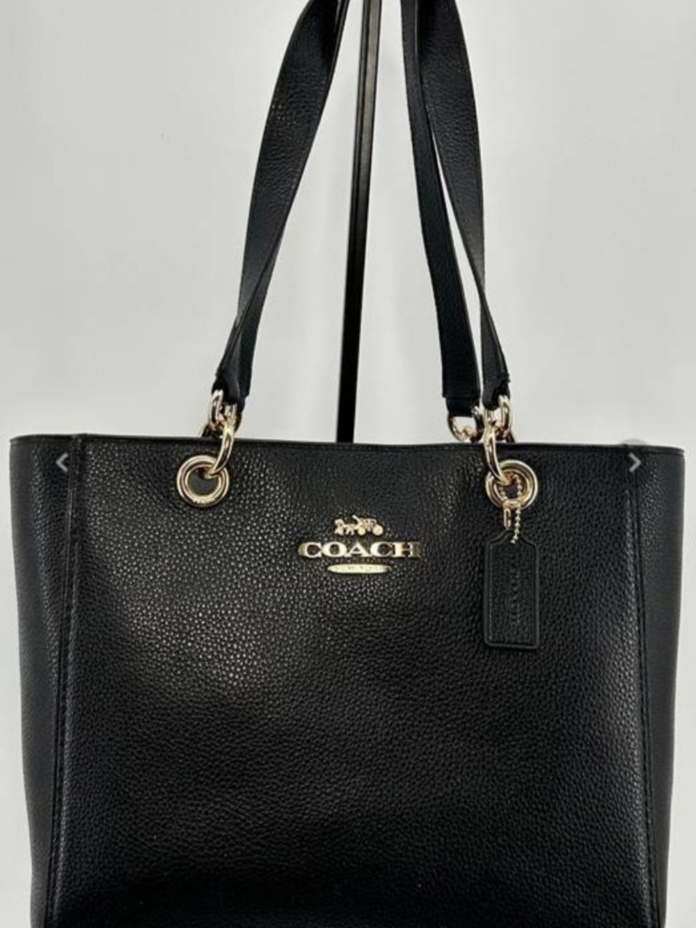 Coach Black Jes Pebbled COACH Black Pebbled Leather Tote Bag with Gold Hardware